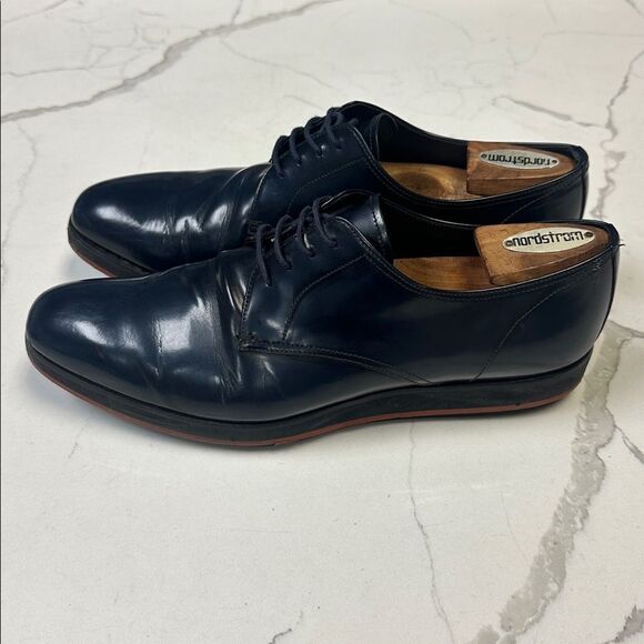 Prada Navy Dark Blue Derby Leather Dress Shoes US 9 2EA046 main image 9